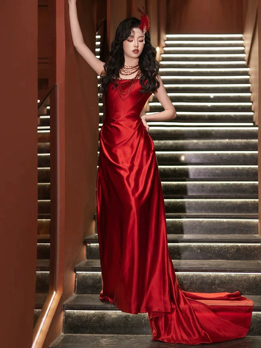 Red Elegant Evening Gowns Long Prom Dress     S7219