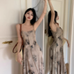 Fairy new Chinese style ink-dyed dress design backless holiday style suspender long dress R1724