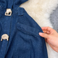 Retro lapel hollow exposed waist waist slimming sleeveless single-breasted A-line split denim dress R0375