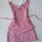Pink plaid suspenders slim waist cute mini skirt homecoming dress R2622