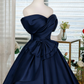 Elegant Navy A-Line Bateau Bow Waist Ornament Bodycon Mini Prom Dress Homecoming Dress RS357