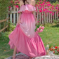 Vibrant Flowy Chiffon Women's Prom Gown Barbie Pink Corset Maxi Evening Dress Birthday Dress — Fall Outfit 2026 New RS3154
