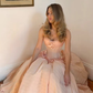 Girlish Pleated Chiffon Puffy Prom Gown Blush Pink Women's Corset Maxi Birthday Dress Evening Dress RS2959