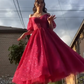 Saprkly Tulle Puffy Women's Prom Gown Red Corset Maxi Evening Dress — Fall Outfit 2026 New RS3134