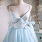 Pretty Blue Homecoming Dress , Striped Corset Mini Summer Dress Cami Dress RS1433