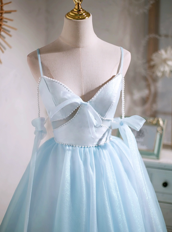 Pretty Blue Homecoming Dress , Striped Corset Mini Summer Dress Cami Dress RS1433
