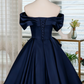 Elegant Navy A-Line Bateau Bow Waist Ornament Bodycon Mini Prom Dress Homecoming Dress RS357