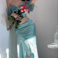 Silky Chiffon Flowy Prom Gown Mint Green Women's Maxi Birthday Dress Casual Dress RS2996