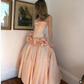 Girlish Pleated Chiffon Puffy Prom Gown Blush Pink Women's Corset Maxi Birthday Dress Evening Dress RS2959