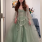 Puffy Tulle Glitter Prom Gown Green Women's Maxi Birthday Dress Evening Dress RS2975