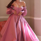 Princess Puffy Silky Women's Prom Gown Barbie PInk Waist Fitted Maxi Evening Dress Birthday Dress — Fall Outfit 2026 New  RS3243