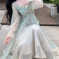 Flowy Chiffon Pleated Women's Prom Gown Soft Green Corset Maxi Evening Dress Birthday Dress — Fall Outfit 2026 New RS3208