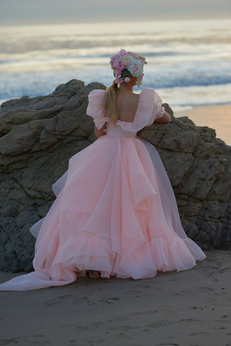 Flowy Pleated High-slit Women's Prom Gown Blush Pink Corset Maxi Evening Dress Birthday Dress — Fall Outfit 2026 New RS3225