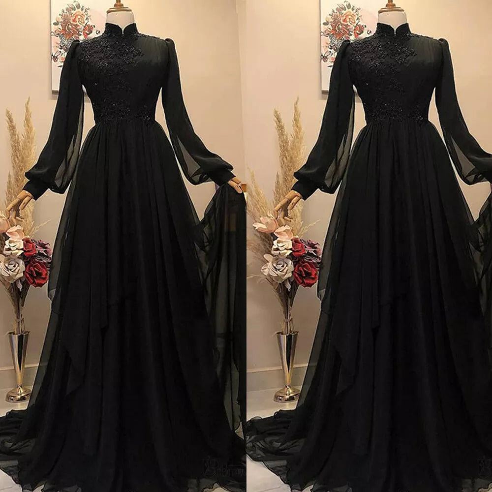 Black Long prom dress Evening Party Dress    S1182