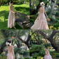 Elegant Pink Satin Ruffle Trim Long Evening Dress with Corset Back Design R9127