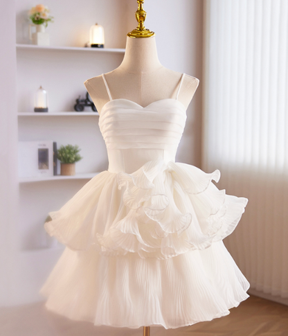 Pretty Ivory Homecoming Dress , Tiered Tulle Corset Mini Party Dress Cami Dress RS1442