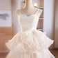 Pretty Ivory Homecoming Dress , Tiered Tulle Corset Mini Party Dress Cami Dress RS1442
