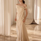 Flowy Chiffon Bateau Corset Prom Gown , Champagne Women's Maxi Evening Dress RS2657