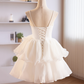 Pretty Ivory Homecoming Dress , Tiered Tulle Corset Mini Party Dress Cami Dress RS1442