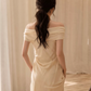 Flowy Chiffon Bateau Corset Prom Gown , Champagne Women's Maxi Evening Dress RS2657