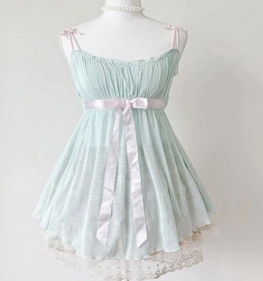 Fresh Mint Green Homecoming Dress ,A-Line Spaghetti Straps Corset Summer Dress Cami Dress RS1154
