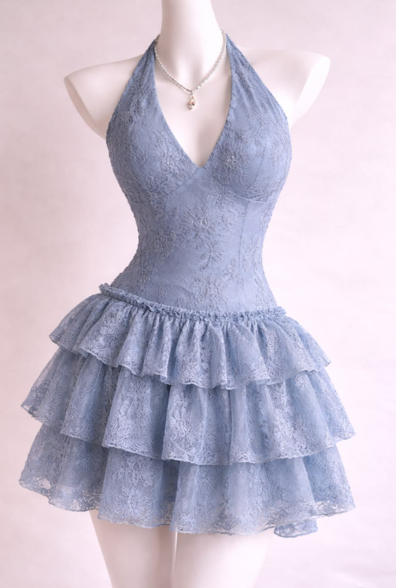 Elegant Purple Ruffled Homecoming Dress ,A-Line Halter Embroidery Corset Short Prom Dress RS1158