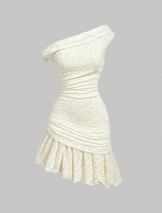 Elegant Pastel Yellow Homecoming Dress ,Sheath One-shoulder Lace Corset Short Prom Dress RS1160