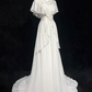 French Chic White Mermaid High Collar Chiffon Shawl Corset Maxi Wedding Dress RS1163