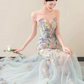 Fresh Pale Blue Prom Dress ,Mermaid Sweetheart Applique Tulle Bodycon Maxi Celebrity Dress RS1168