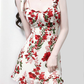 2025 Summer New French High Waist Holiday Red Floral Sling Short Dress R0961