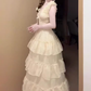 Gentle and sweet style V-neck suspender dress temperament waist beautiful skirt R0710