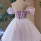 Dreamy Purple Homecoming Dress ,A-Line Off-the-shoulder Tulle Cute Princess Dress RS959