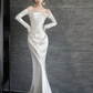 Elegant White Prom Dress ,Mermaid Strapless Silky Bodycon Maxi Evening Dress RS1179