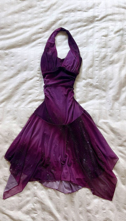Purple Elegant Prom Dress ,A-Line Halter Glitter Bodycon Midi Summer Dress RS1184