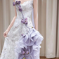 Lavender Elegant Prom Dress ,Sheath Strapless Applique Bodycon Maxi Evening Dress RS1185