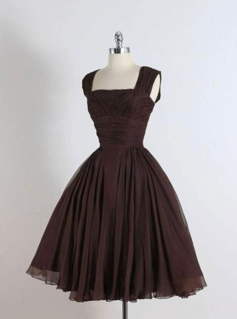 Minimalist Brown Homecoming Dress ,A-Line Spaghetti Straps Short Prom Dress RS960