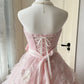Elegant Soft Pink Ball Gown Strapless Long Women Dress Birthday Dress Evening Dress RS099