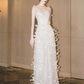 White Elegant Prom Dress ,A-Line Spaghetti Straps Feather Decor Corset Maxi Evening Dress RS1186