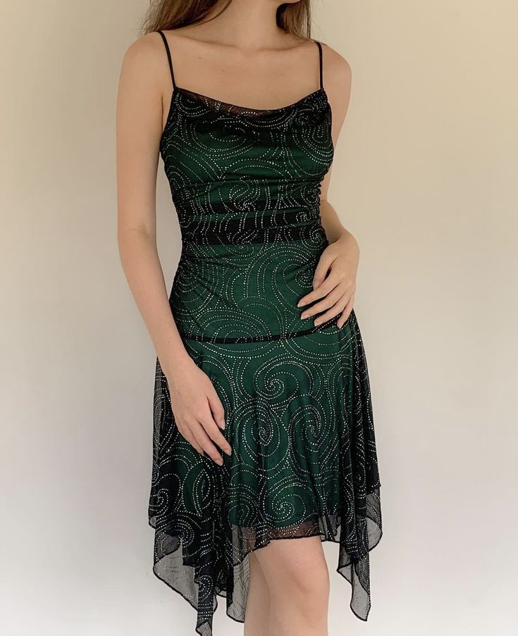 Green suspenders sexy waist black tulle irregular skirt homecoming dress R2796