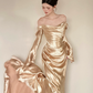 Golden Gorgeous Prom Dress ,Mermaid Strapless Silky Bodycon Maxi Evening Dress RS1188