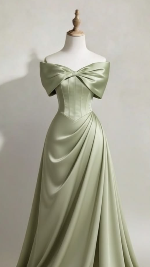 Elegant Green Prom Dress ,A-Line Strapless Satin Bodycon Maxi Evening Dress RS1199