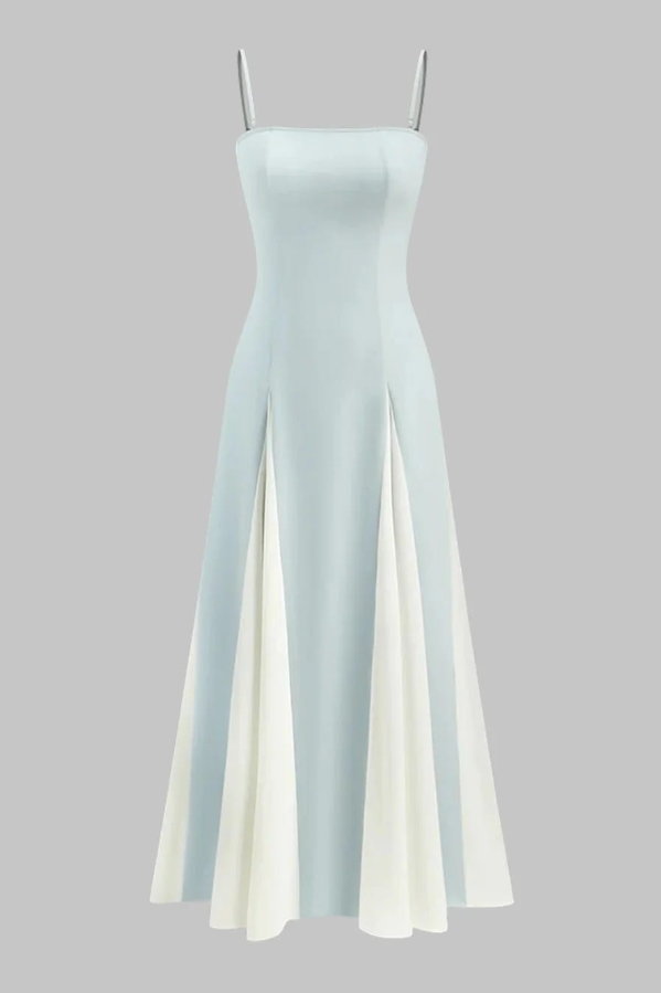 Minimalist Blue Prom Dress ,A-Line Spaghetti Straps Corset Maxi Evening Dress Cami Dress RS1202