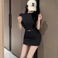 Sexy hot girl T-shirt dress 2025 spring and summer sweet and spicy style design hip skirt R1099