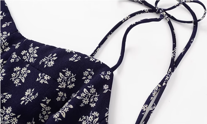 French pure floral suspender dress 2025 new holiday short skirt R2588