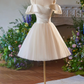 Elegant Ivory Homecoming Dress ,A-Line Spaghetti Straps Corset Short Prom Dress RS999