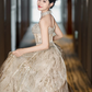 Pastel Yellow Elegant Beaded Prom Dress ,Glitter Maxi Evening Dress Birthday Dress RS1213