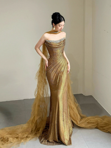 Golden Elegant Sequins Prom Dress ,Glitter Bodycon Maxi Evening Dress RS1215