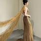 Golden Elegant Sequins Prom Dress ,Glitter Bodycon Maxi Evening Dress RS1215