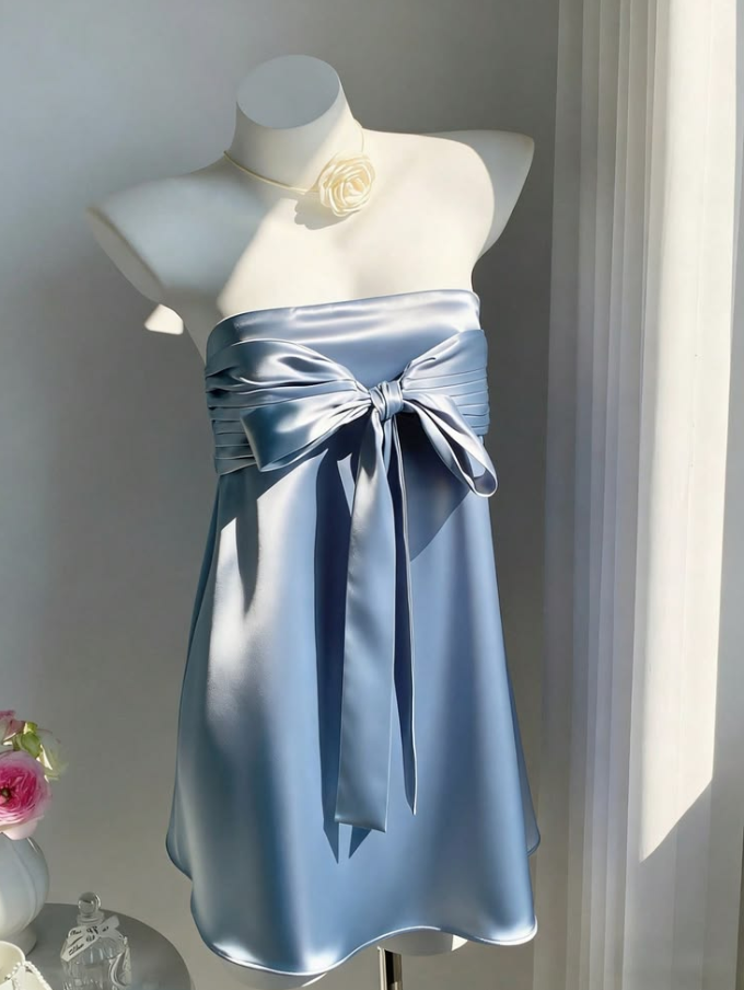 Charming Baby Blue Homecoming Dress ,Silky Corset Short Prom Dress RS1221