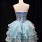Elegant Contrast Sequins Homecoming Dress ,A-Line Sweetheart Frilled Corset Short Prom Dress RS1000